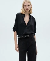 Mango Women's High-Waist Wide Leg Jeans