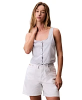 Calvin Klein Jeans Women's Drawstring-Hem Cropped Tank Top