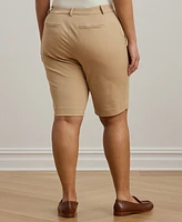 Lauren Ralph Plus-Size Stretch Cotton Shorts