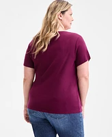 Style & Co Plus Short-Sleeve Henley Top, Exclusively at Macy's