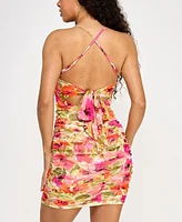 City Studios Juniors' Printed Cowl-Neck Sleeveless Bodycon Dress