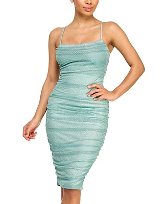 City Studios Juniors' Metallic Ruched Bodycon Dress
