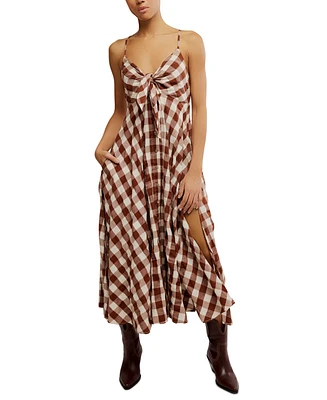 Free People Women's Via Printed Cotton Sleeveless Midi Dress