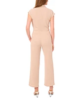 Sam & Jess Petite Wrap Textured Cap-Sleeve Top