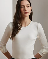Lauren Ralph Cotton-Blend Long-Sleeve Top