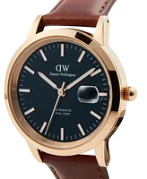 Daniel Wellington Unisex Automatic Brown Genuine Italian Chrome-Free Leather Watch, 40mm