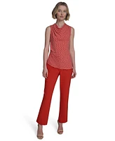 Halston Women's Printed Cowlneck Sleeveless Top