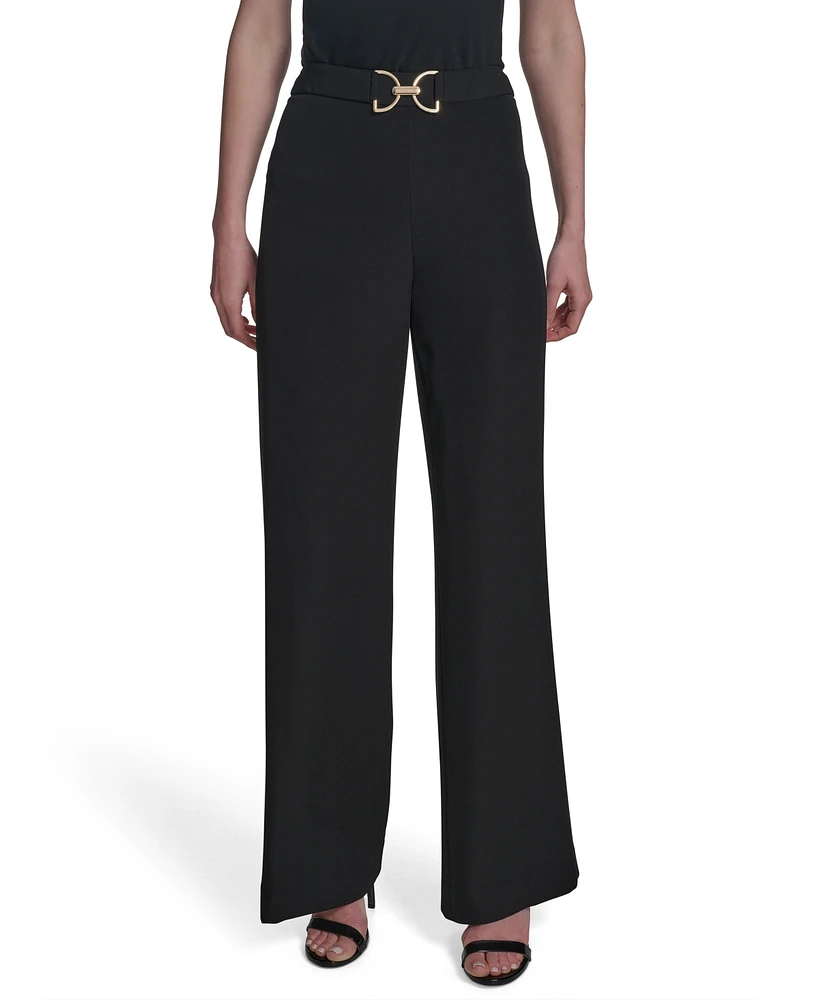 Halston Women's Horsebit Buckle Straight-Leg Pants