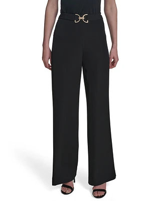 Halston Women's Horsebit Buckle Straight-Leg Pants