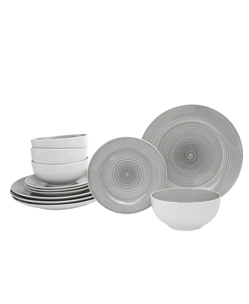 Godinger Spiral Grey 12 Pc. Dinnerware Set, Service for 4