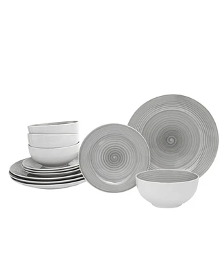 Godinger Spiral Grey 12 Pc. Dinnerware Set, Service for 4