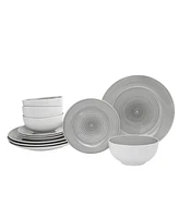 Godinger Spiral Grey 12 Pc. Dinnerware Set, Service for 4