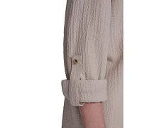 Halston Women's Collared Roll-Tab Button-Up Shirt