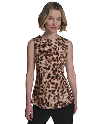 Halston Women's Cotton Printed Sleeveless Tank Top