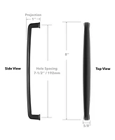 Solid Matte Black Bar Cabinet Handles 7.5" Hole Centers 5 Pk