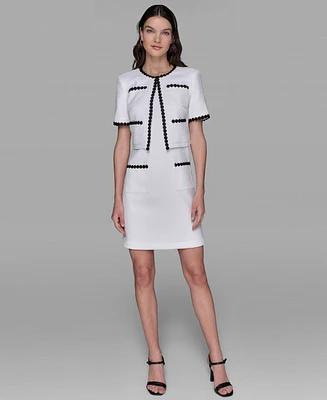 Karl Lagerfeld Paris Women's Contrast-Trim Short-Sleeve Jacket