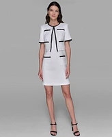 Karl Lagerfeld Paris Women's Contrast-Trim Short-Sleeve Jacket