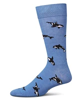 MeMoi Men's Whales Rayon Crew Socks
