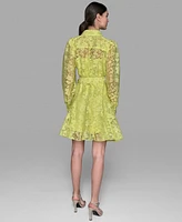 Karl Lagerfeld Paris Women's Organza Burnout Fit & Flare Shirtdress