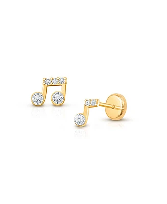 Tiny Blessings Children's 14K Gold Magical Music Notes Studs Girls' Screw Back Earrings