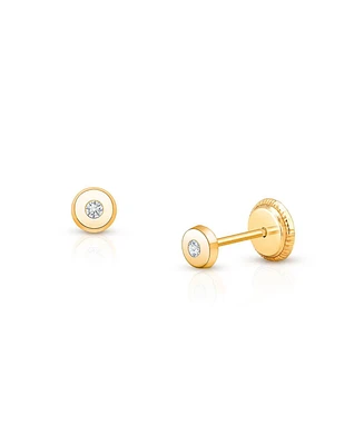 Tiny Blessings Children's 14K Gold Little Darling Genuine Diamond Studs Girls' Screw Back Earrings