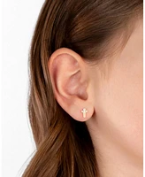 Tiny Blessings Children's 14K Gold Genuine Faith Cross Studs Girls' Screw Back Earrings