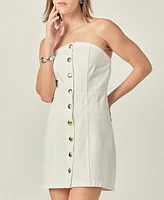 English Factory Women's Strapless Button-Front Sheath Dress