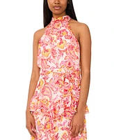 CeCe Women's Printed Sleeveless Tiered-Ruffle-Trim Dress