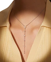 Eliot Danori Silver-Tone Imitation Pearl & Cubic Zirconia Bezel Maisie Lariat Necklace, 16" + 2" extender, Exclusively at Macy's