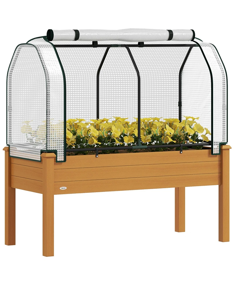 Outsunny 48"x22"x46" Raised Garden Bed with Pe house Cover,