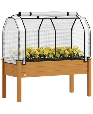 Outsunny 48"x22"x46" Raised Garden Bed with Pe house Cover,