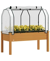 Outsunny 48"x22"x46" Raised Garden Bed with Pe house Cover,