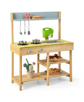 Backyard Pretend Play Toy Kitchen with Stove Top