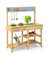 Backyard Pretend Play Toy Kitchen with Stove Top