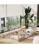 Bingopaw Transparent Pet Pen with Mat for Dog/Cat/Rabbit Litter Box