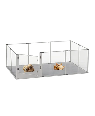 Bingopaw Transparent Pet Pen with Mat for Dog/Cat/Rabbit Litter Box