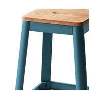 Wood and Metal Counter Height Bar Stool for Dining or Bar Seating