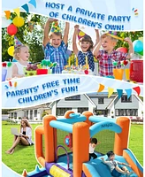 Ltmate Global Inc. Bounce House with Blower, Kids Inflatable Bouncy House with Slide, Jump Bouncy Castle with Ball Pit Pool, Basketball Hoop, Football