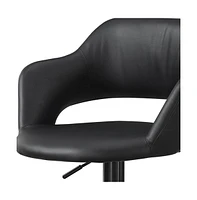 Faux Leather And Metal Low Back Adjustable Height Bar Chair