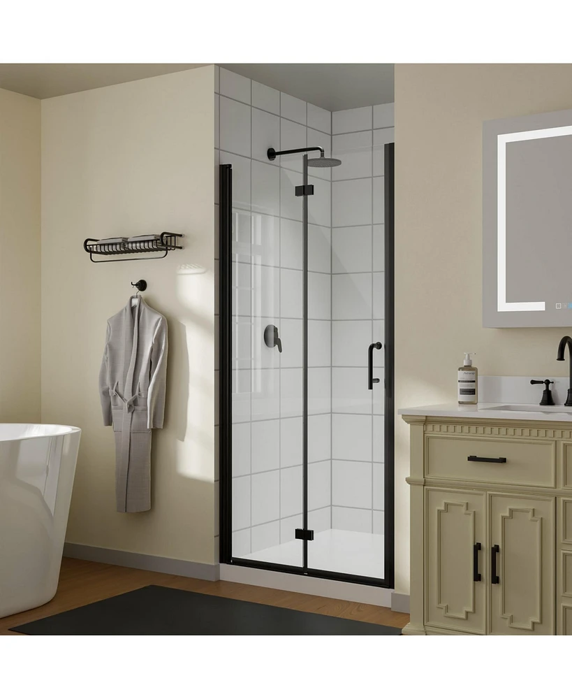 Zachvo Pivot Frameless Shower Door with Clear Glass for Bathroom