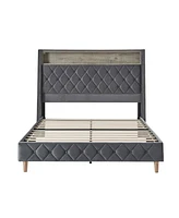 Anbrosio 62" Wingback Bed With Built-In Lighting and Power Outlets