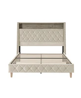 Anbrosio 62" Wingback Bed With Built-In Lighting and Power Outlets