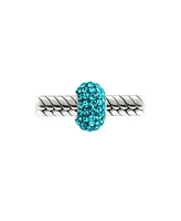 Bling Jewelry Set of 2 Solid Pave Crystal Bead Charm for European Bracelet with Sterling Silver Core