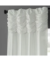 Half Price Drapes Eggshell Ruched Solid Faux Silk Taffeta Room Darkening Curtain