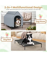 Elevated Pet House for Outdoors with Ventilated Windows – Waterproof and Comfortable Pet Shelter