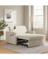 Duncan Modern Channel Tufted Upholstered Sleeper Sofa With Built-In Usb Port