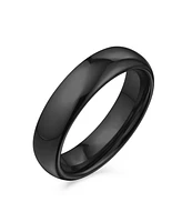 Bling Jewelry Plain Simple Dome Design Comfort Fit Titanium Band Ring Polished Black Silver Rose Gold Tone 5MM