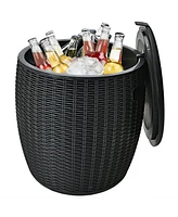 Patio 4-in-1 Rattan Cocktail Table – Multi-Functional Cool Bar, Side & Storage