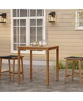 LuxenHome Outdoor Acacia Wood 37-Inch Counter Height 4-Person Dining Table