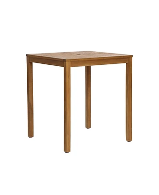 LuxenHome Outdoor Acacia Wood 37-Inch Counter Height 4-Person Dining Table
